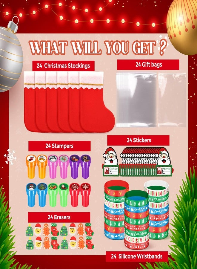 Heentan 144 Pcs Christmas Classroom Gifts for Students Xmas Goodie Bag Fillers for Party Favor Christmas Party Favors Supplies Xmas Silicone Bracelet Stampers Greeting Card Gift Exchange Prize - Image 4